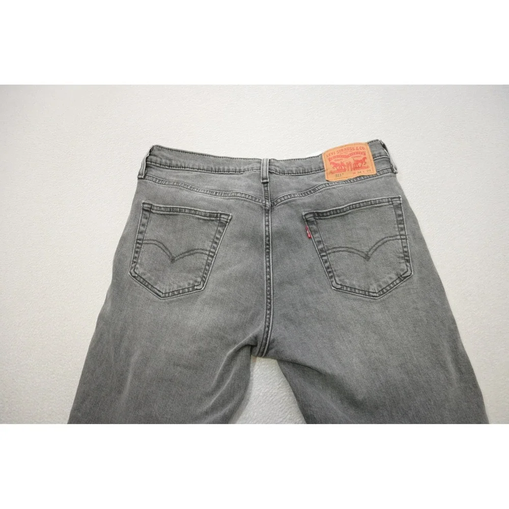 Levi's 511 Slim Fit Jeans Mens 34x29 Gray Stretch Denim Pants‎ Excellent
